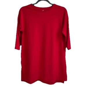 J Jill Women's Red Tunic Top ballet sleeve relaxed fit minimalist basic. Size XS